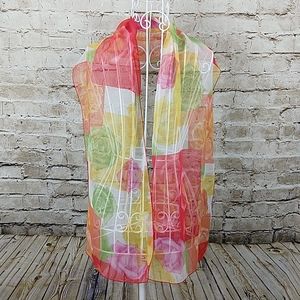Floral Scarf Sheer Multi Color